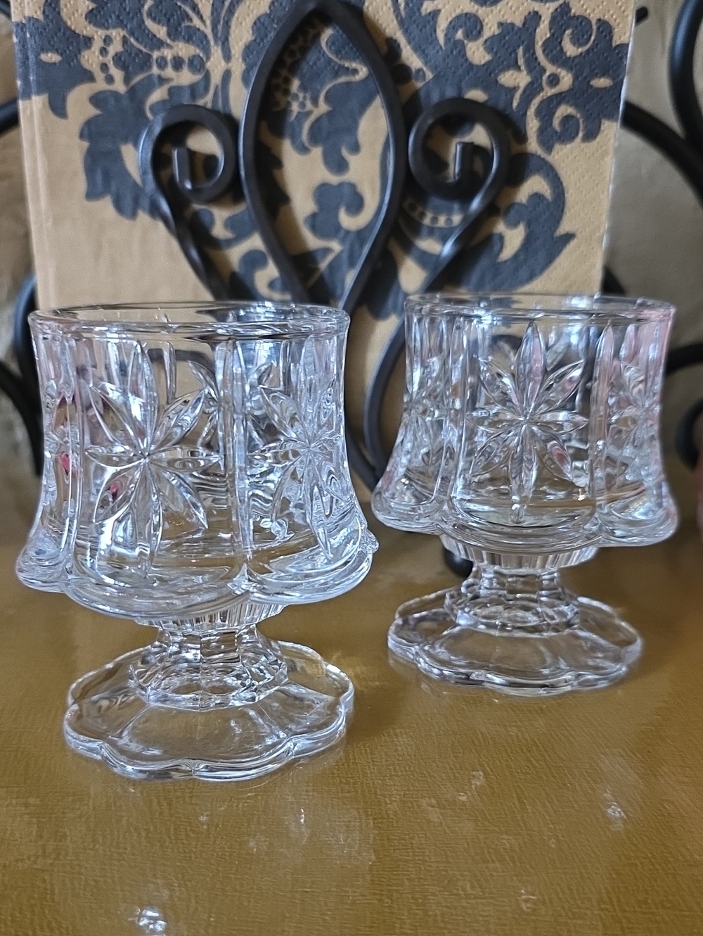 Clear Pressed Glass Candel Holsers- Set of 2